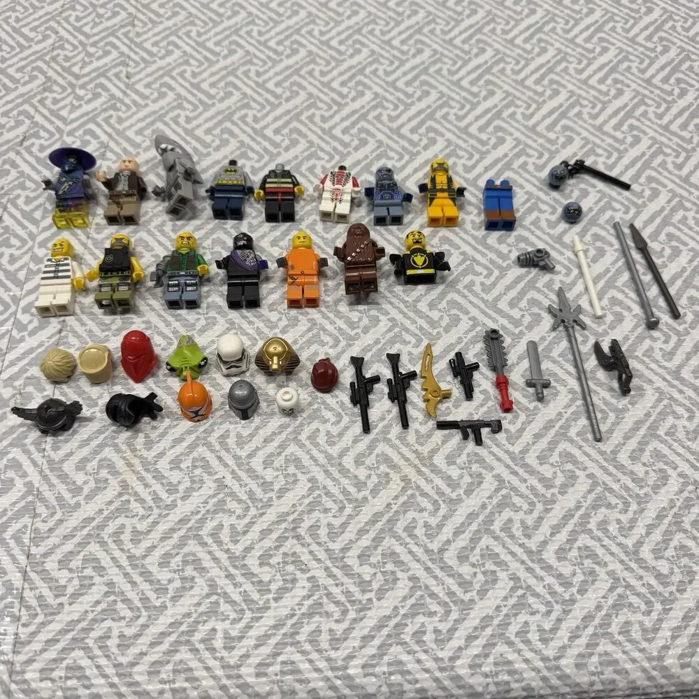 LEGO Minifigure Mixed Lot Bundle Star Wars Ninjago City Weapons Parts Accs As Is